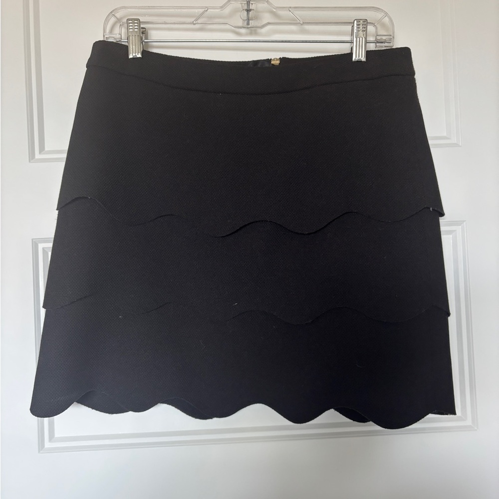 Patrizia Luca Milano Skirt Black Scalloped Layer Anthropologie Zipper Tiered